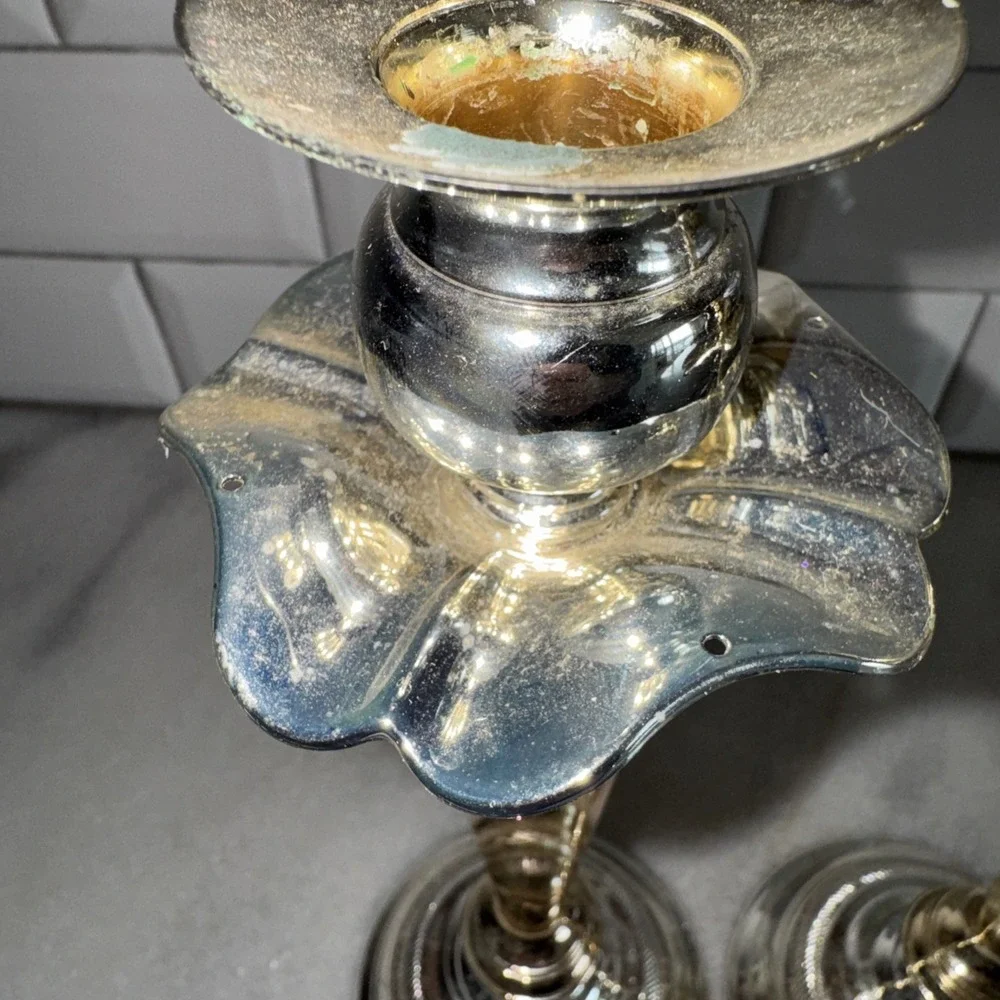 Vintage Pair Of Gorham 11.25 '' Tall Silver Plated‎ Candle Stick HolderES0001